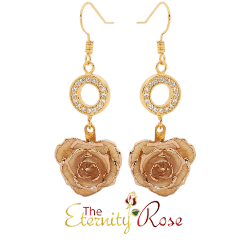 White glazed rose earrings